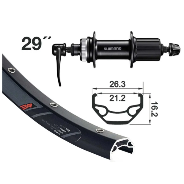 XLC Rodi 29" Black Rock FH-QC300, CL 135mm 36H - stražnji kotač-Ciklo-Centar-Zagreb