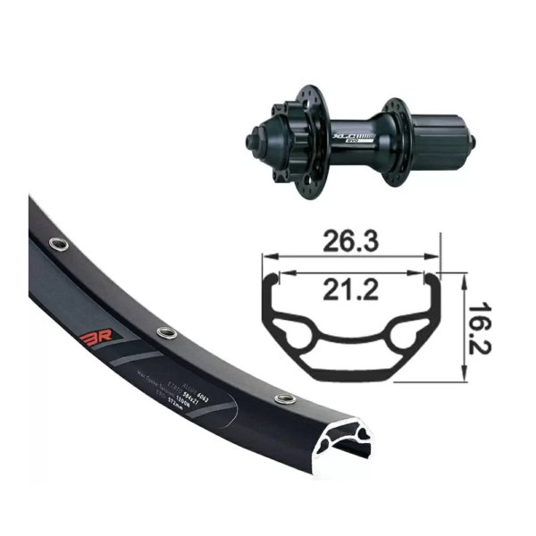 XLC Rodi Black Rock Disc 29'' QR135mm 8-10v stražnji kotač - crni
